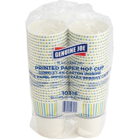 Genuine Joe CUP, PAPER, HOT, PRINTED, 8OZ, 50PK GJO10316